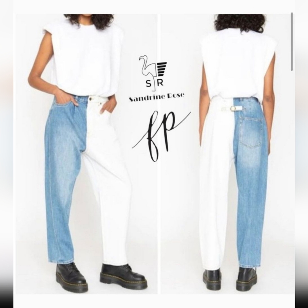 NWT Free People x Sandrine Rose Two-Tone baggy Jeans